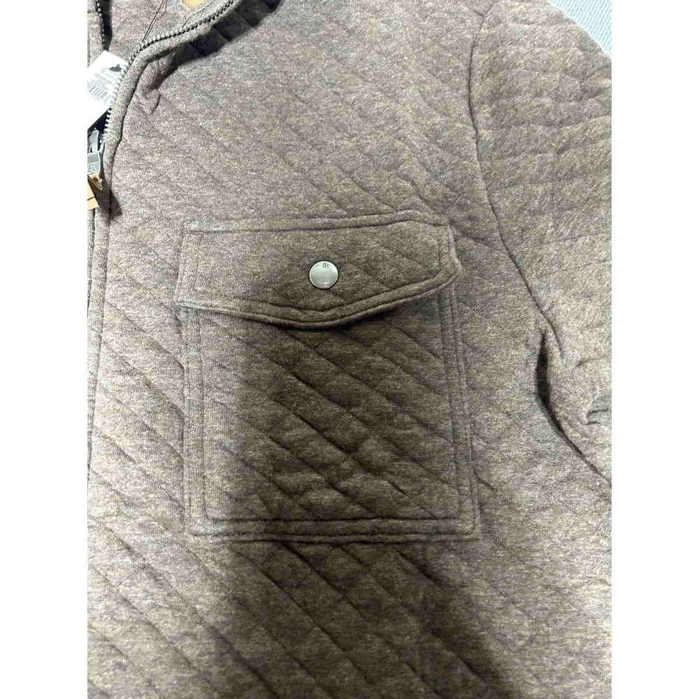 Banana Republic‎ Jacket Mens M Brown Quilted Full Zip Mock Neck Mock Neck Pocket